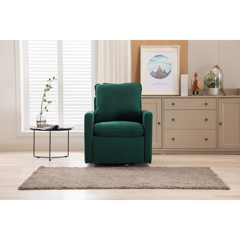 Velvet Upholstered 360 Degree Swivel Accent Sofa Chair with a pillow - Emerald