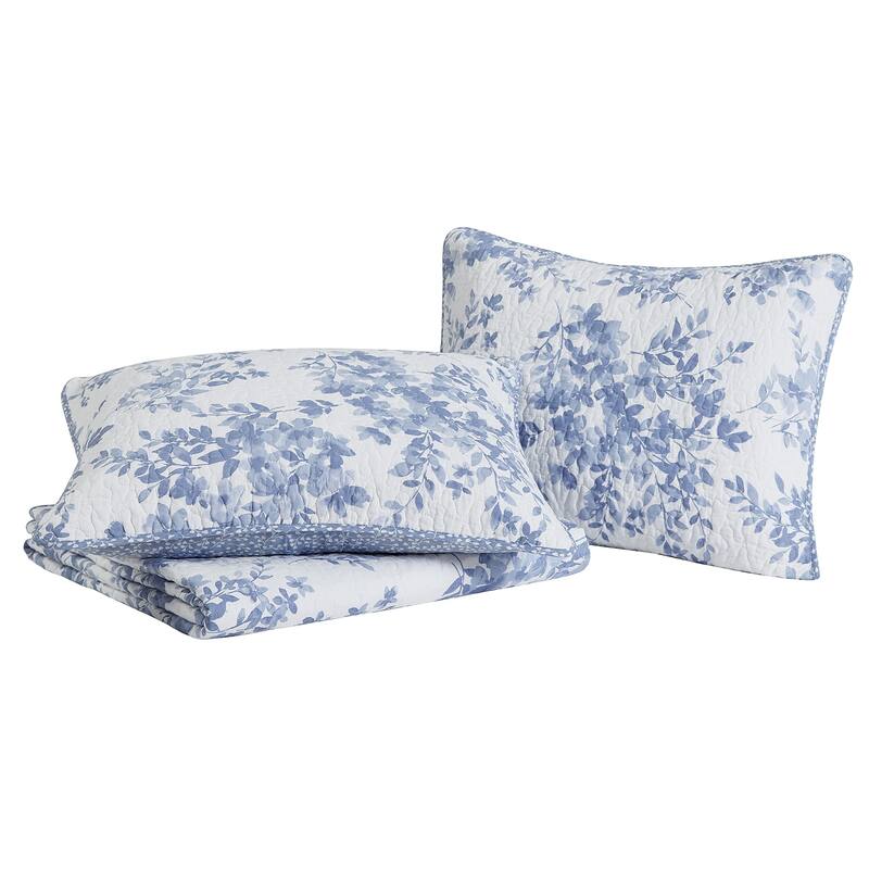 DESIGN STUDIO Philomena Blue Reversible Cotton Quilt Set
