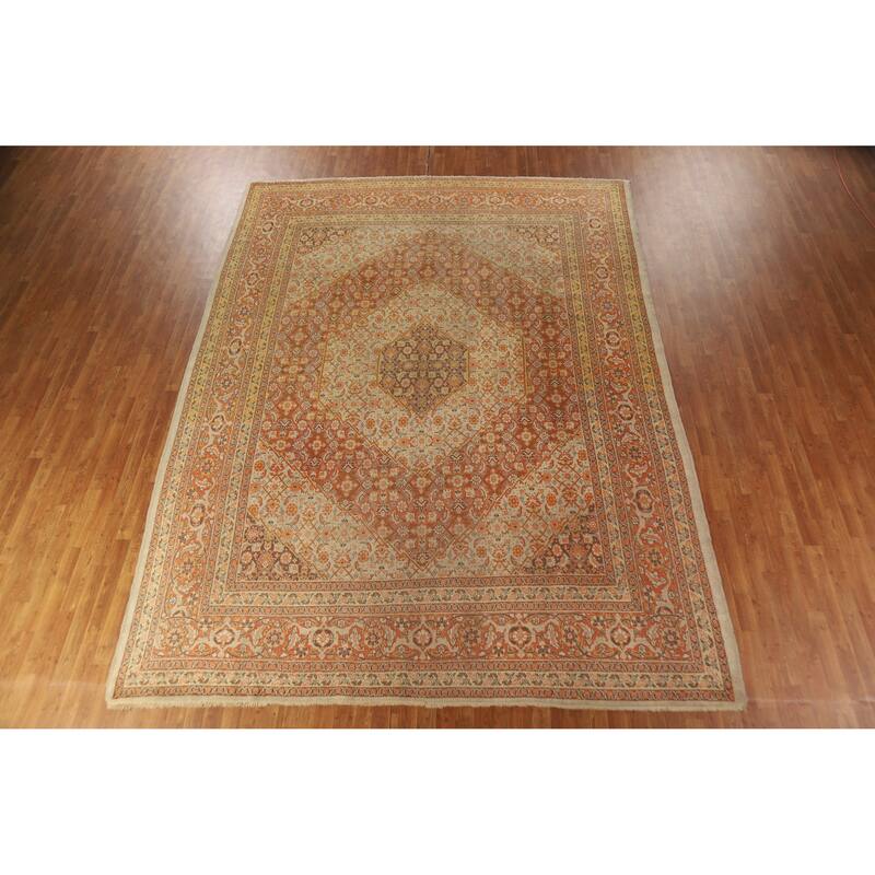 Vegetable Dye Tabriz Persian Area Rug Handmade Oriental Wool Carpet - 9'8"x 13'0"