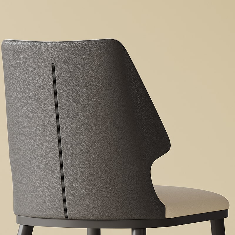 Faux Leather Dining Chairs Set of 2, Modern Upholstered Dining Room Chairs Armless Accent Chairs with Backrest, Metal Legs