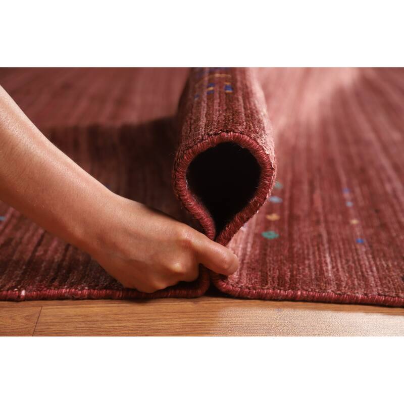 Hand Knotted Oriental Viscose Silk Carpet Tribal Animal Pictorial Red Gabbeh Area Rug - 10' 0'' X 8' 1''