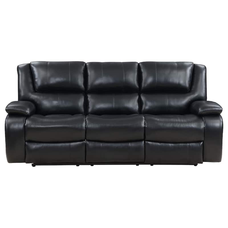 Camila Upholstered Motion Reclining Sofa Red And Black Faux Leather