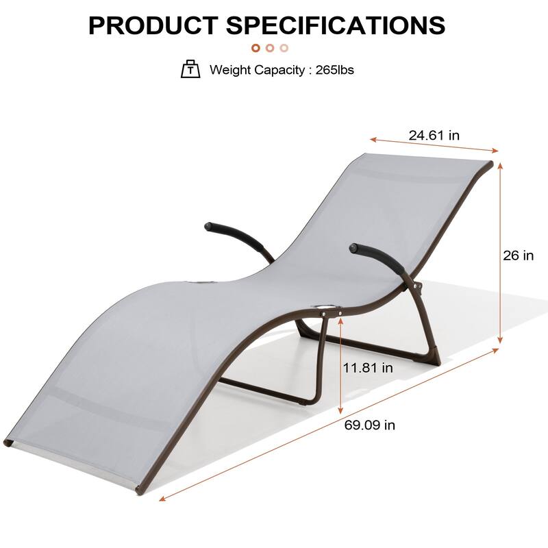 Crestlive Products Outdoor Aluminum Chaise Lounge Chair with Adjustable Backrest