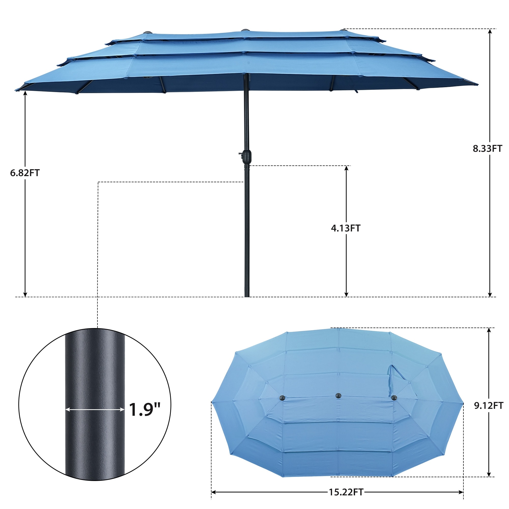 15 ft round patio umbrella Flash Furniture ft. Elizabeth Commercial Grade Triple Head with Crank & Easy Lift Functionality Tan this twin outdoor umbrella will provide roomy shading space for you to enjoy the coolness 15ft Solar Double-Sided Patio Extra