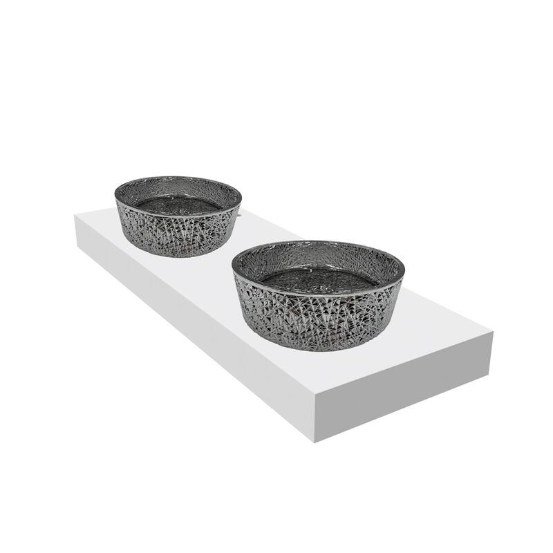 CastelloUSA 16" Round Decorative Black Crystal Sink With Base