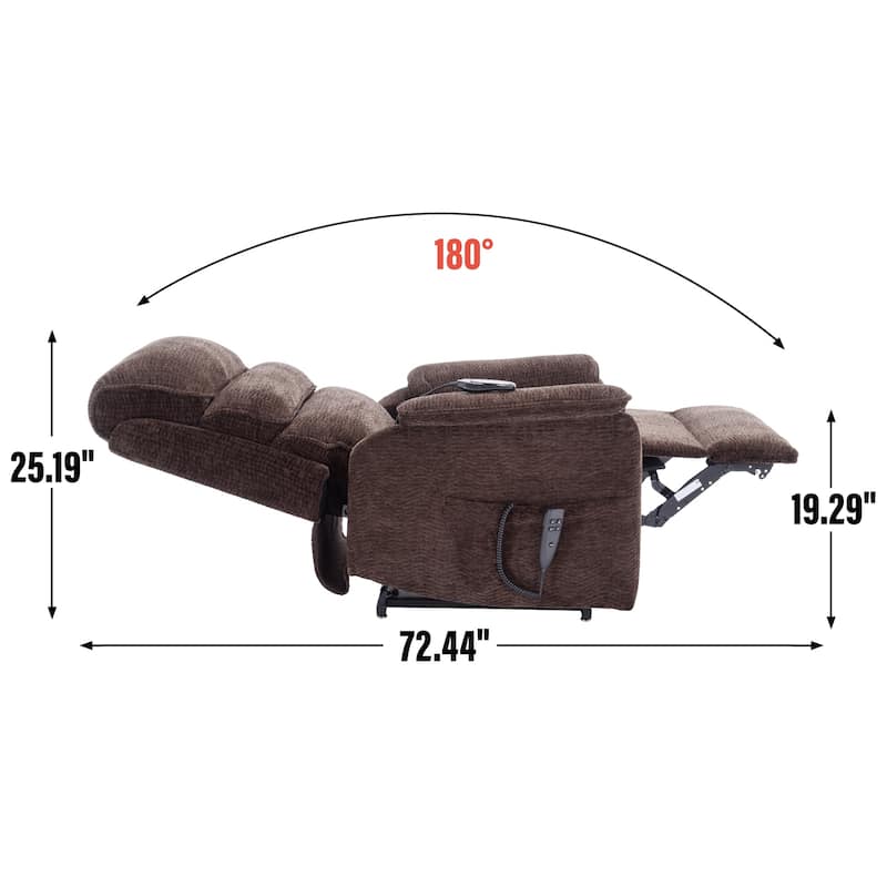 Casual Chenille Dual Motor Power Lift Recliner Chair for Elderly, Electric Sofa Chair with Heat Massage, Lving Room Single Sofa