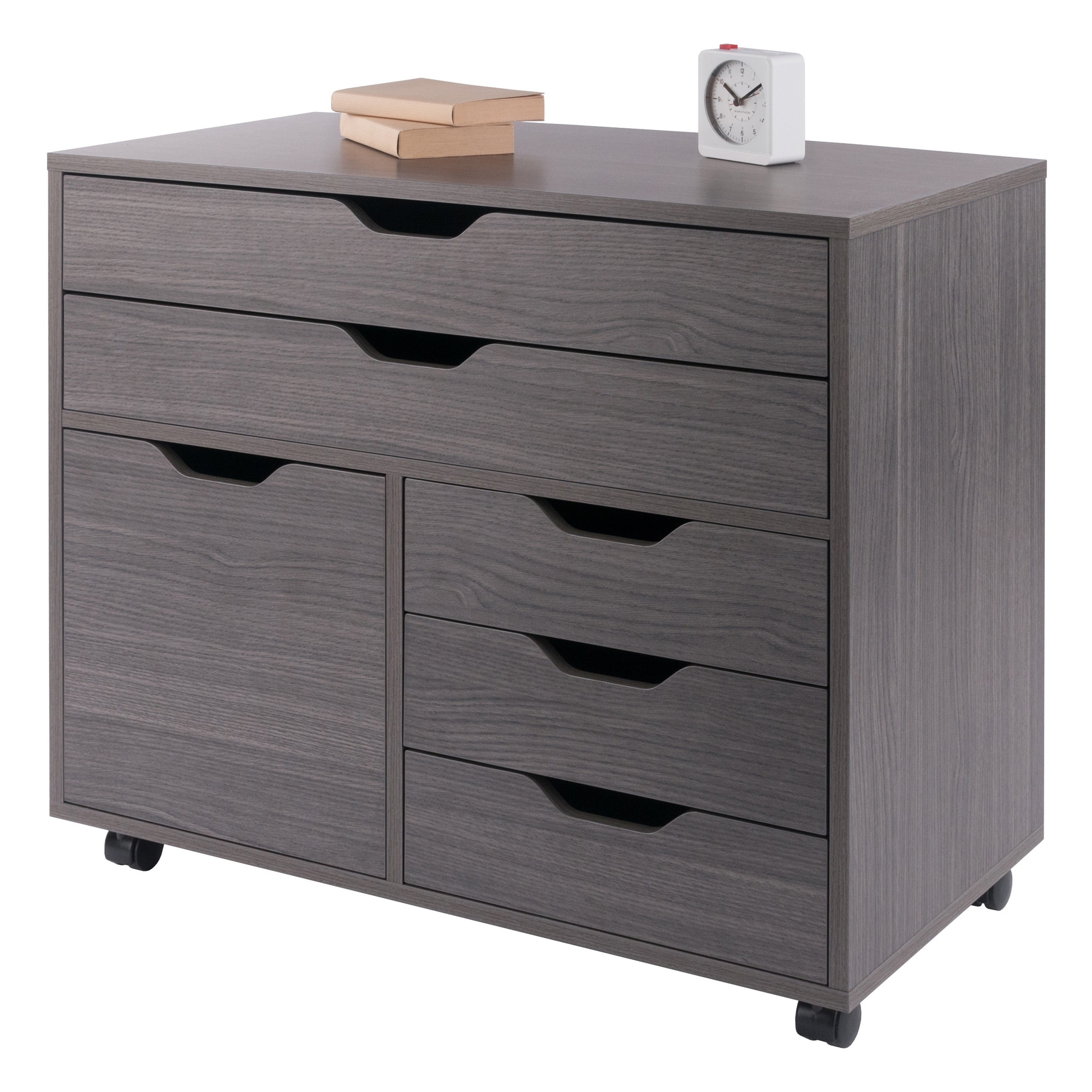 Halifax 3-Section Multi-Storage Mobile Cabinet Charcoal Finish