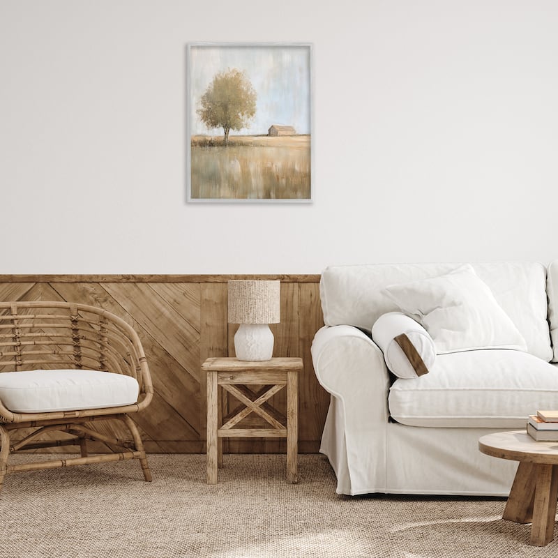 Stupell Distant Barn and Lone Tree Framed Giclee Art Design By Petal Prints Design