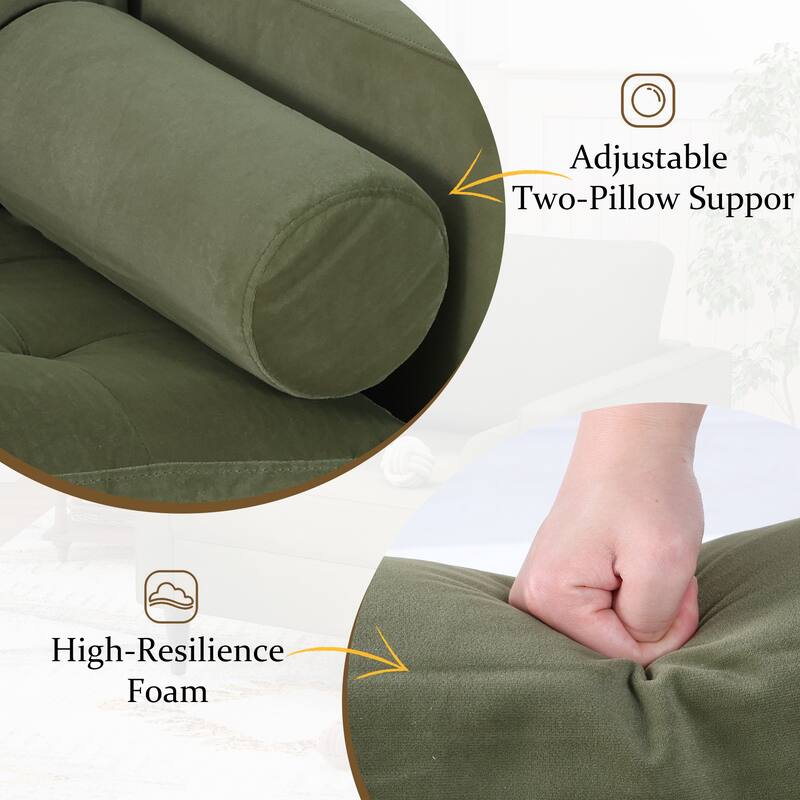 EROMMY Velvet Accent Chair with Pillows - Plush Sofa Chair for Living Room, Bedroom & Office - Comfy Reading Chair in Green