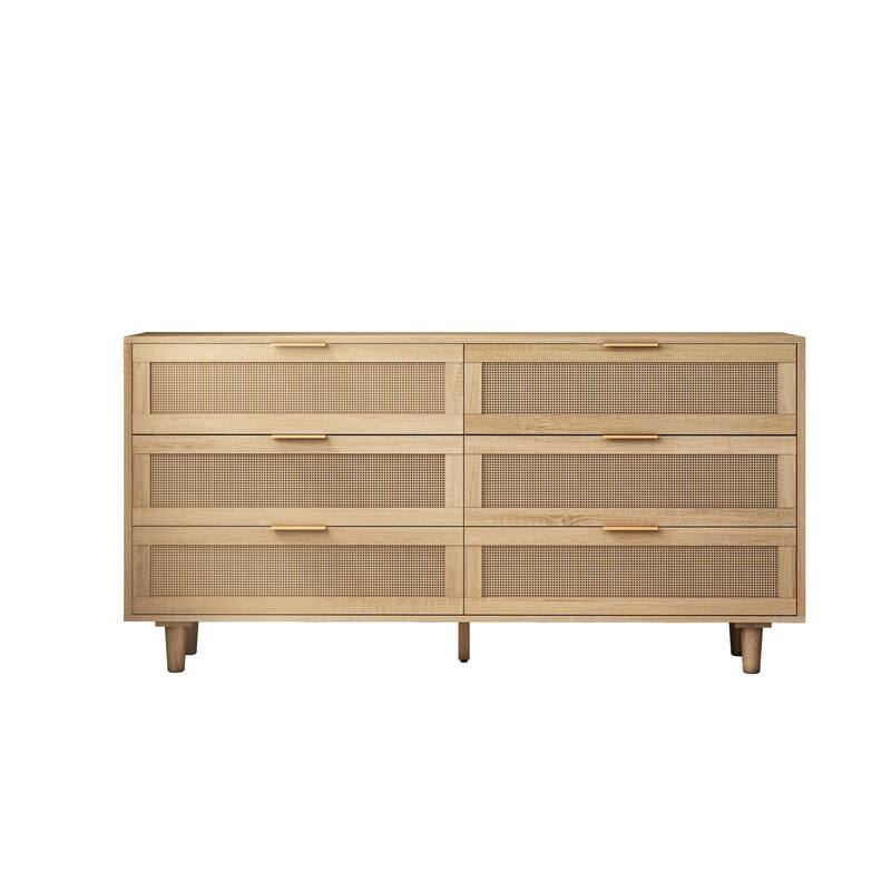 Modern 6-Drawers Rattan Storage Cabinet Rattan Drawer
