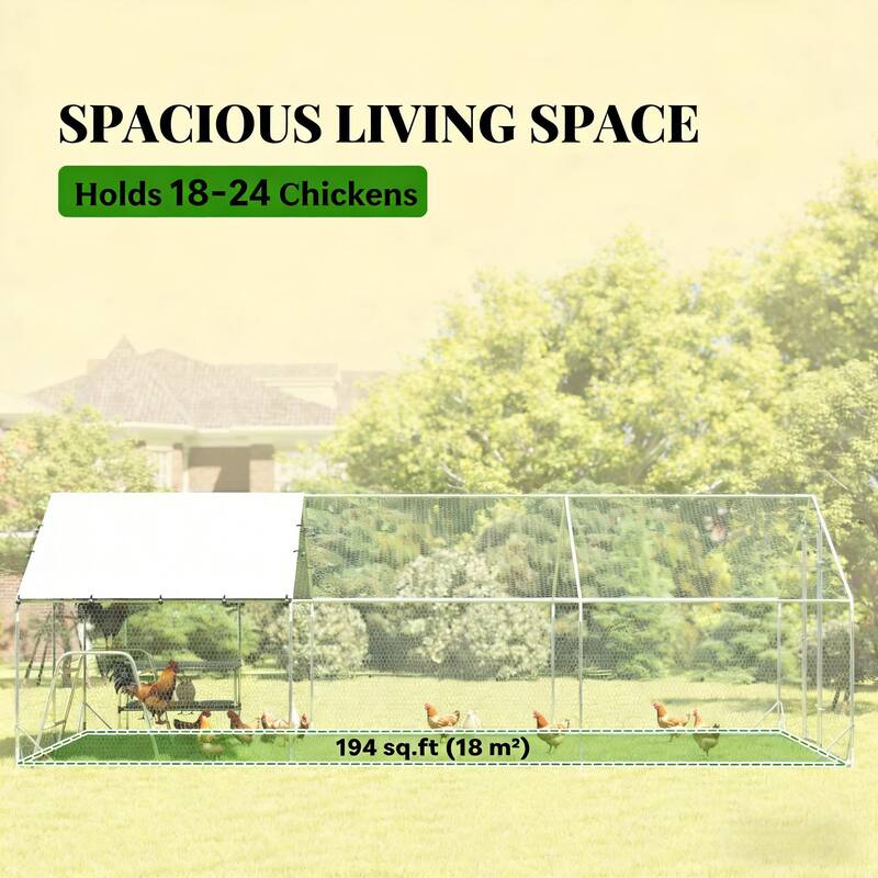 Chicken Coop,Large Metal Chicken Coop with Waterproof Cover