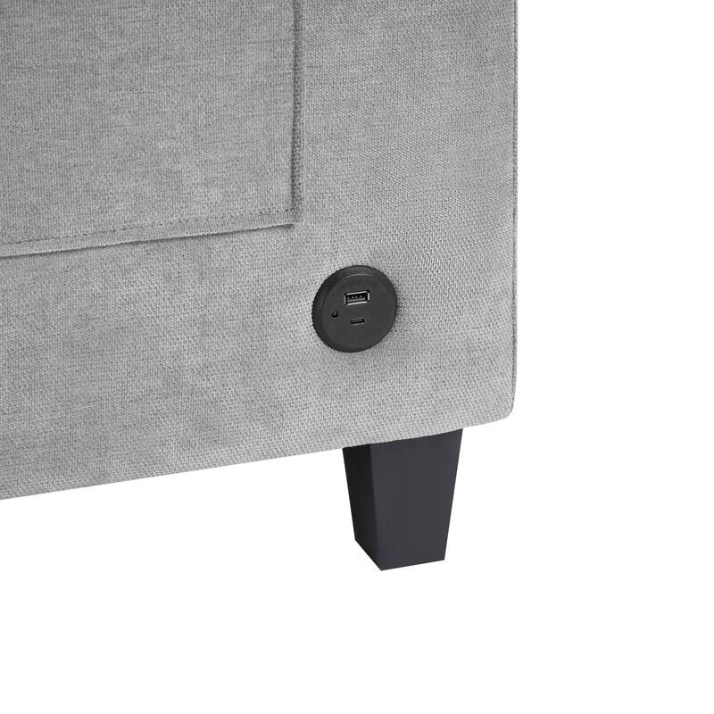 Oversized Corner Sectional, Modern U-Shaped Sectional Sofa with Built-in Storage Boxes and Dual Cup Holders, USB Ports, Pockets