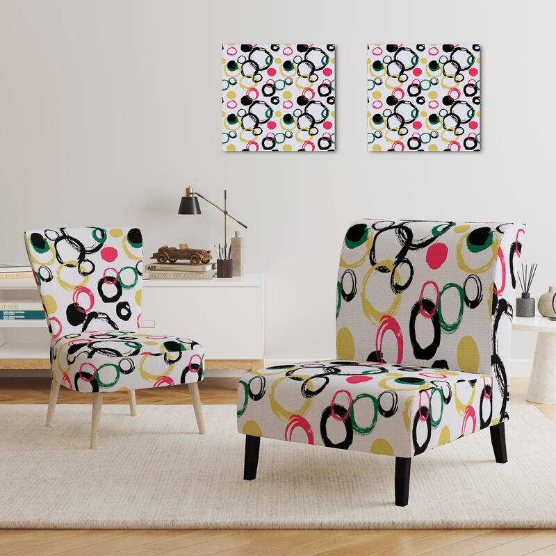 Designart "Multi Bright Pattern" Upholstered Patterned Accent Chair and Arm Chair