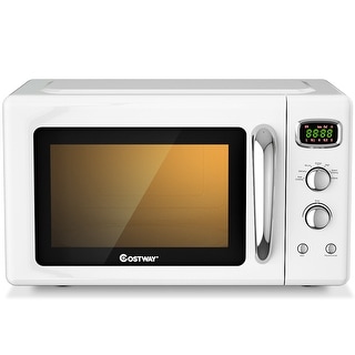 Costway 0.9Cu.ft. Retro Countertop Compact Microwave Oven 900W 8 - 19.5'' x 14'' x 11''