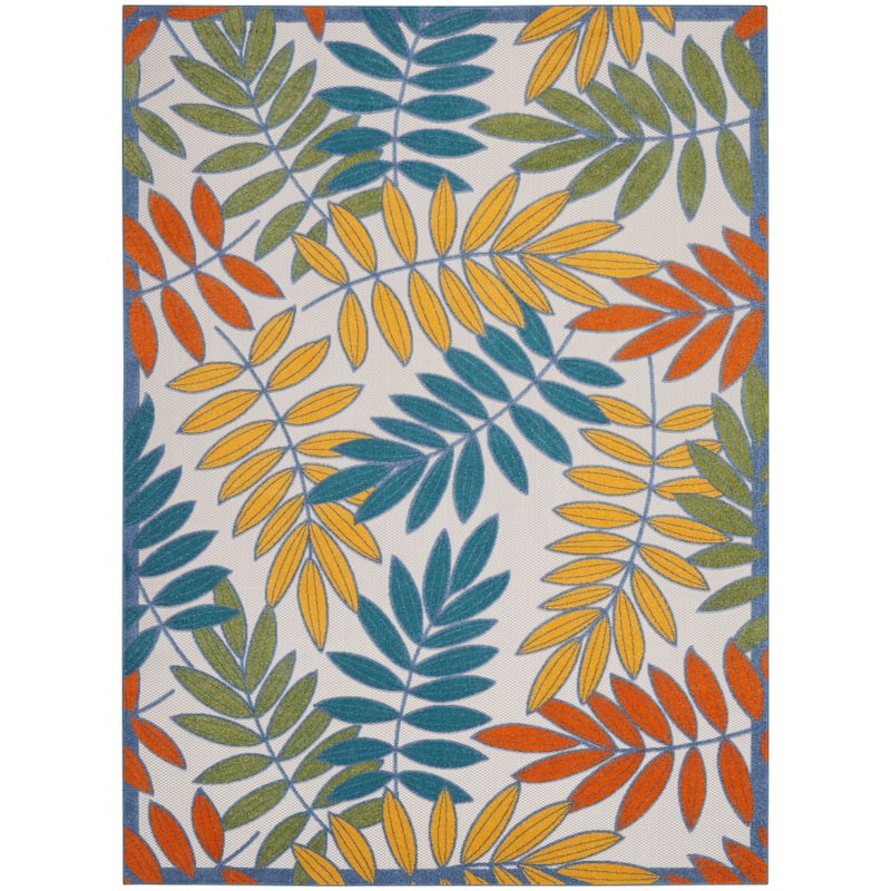 Nourison Aloha Leaf Print Vibrant Indoor/Outdoor Area Rug - 10' x 14' - Ivory/Multi