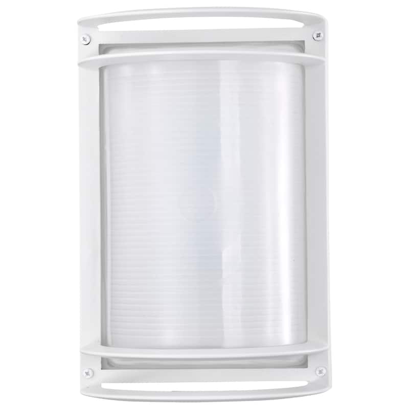 LED Rectangular Bulk Head Fixture White Finish with White Glass