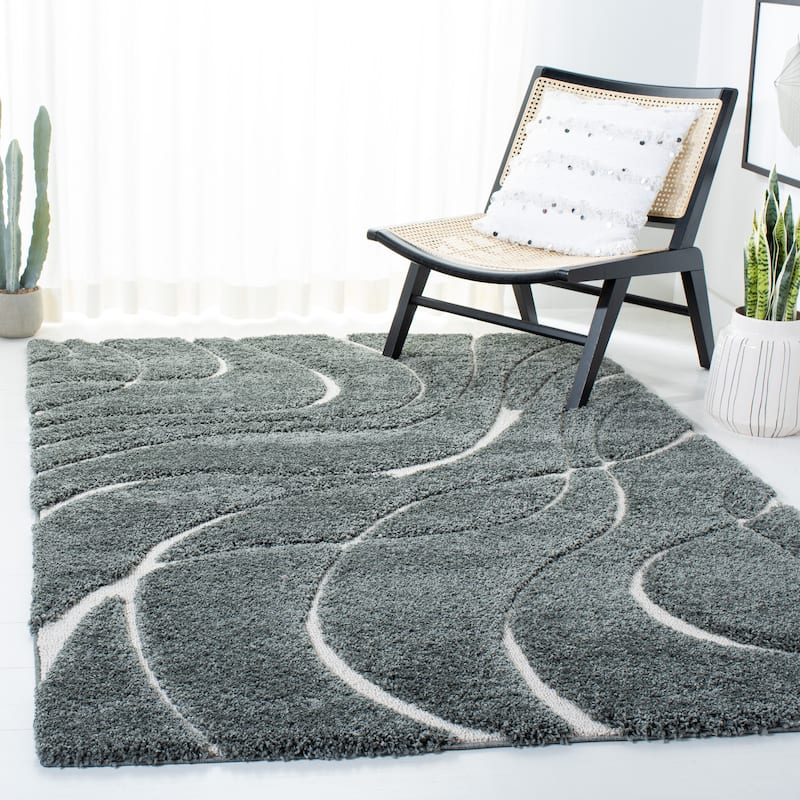 SAFAVIEH Florida Shag Sigtraud Abstract Waves 1.2-inch Thick Rug