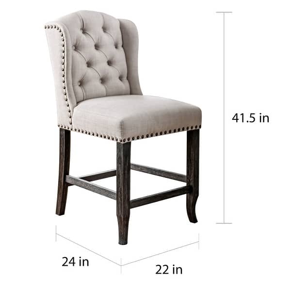 Tays Rustic Linen Tufted Counter Height Stools (Set of 2) by Furniture