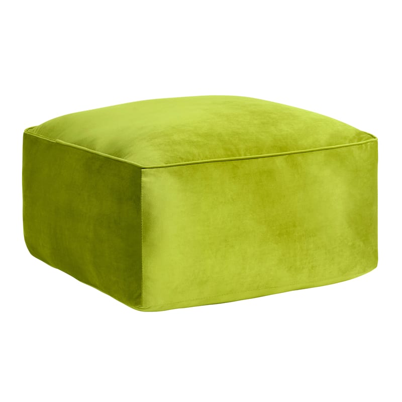 Cerra Chartreuse Velvet Square Ottoman 23.6" x 23.6" x 11.81"