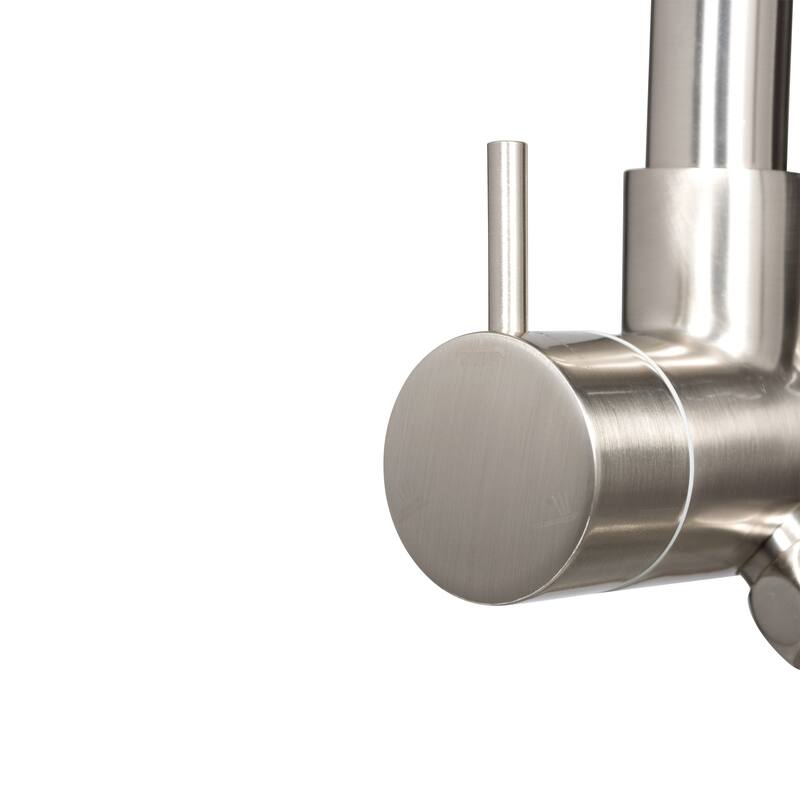 Lanai 8-in Rain Showerhead with 3-Body Jets Pivoting Shower Arm and Multi-function Handshower Brushed Nickel 1.8 GPM