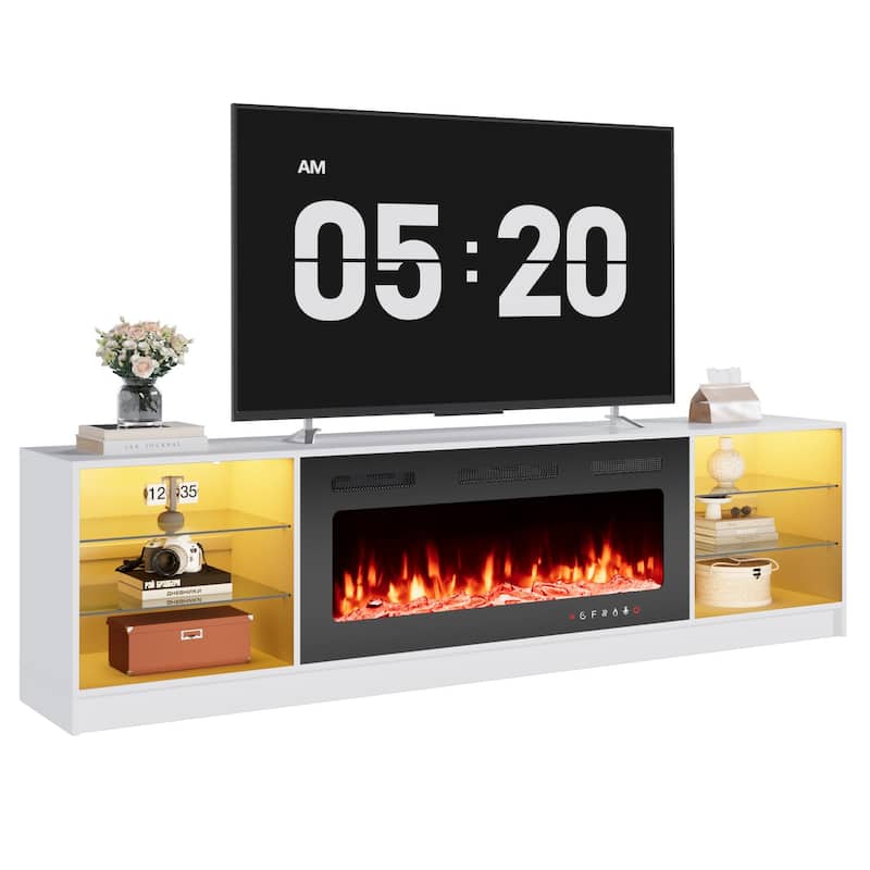 EROMMY Electric Fireplace TV Stand, Living Room Media Storage Cabinet and Entertainment Console