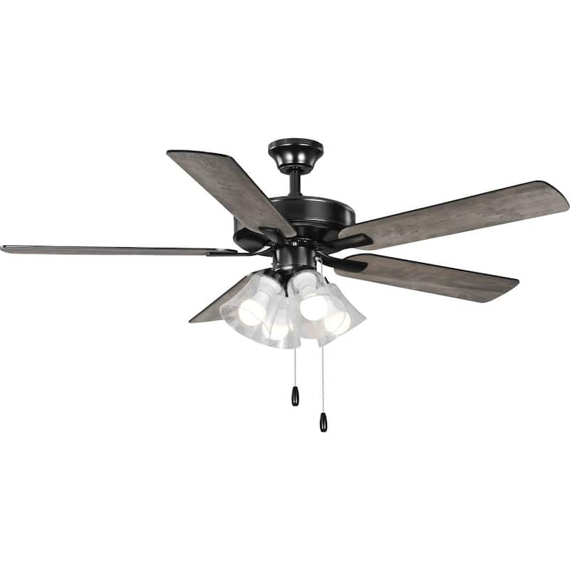 AirPro 52 in. Matte Black 5-Blade AC Motor Ceiling Fan with Light - 52 in x 52 in x 18.7 in - 52 in x 52 in x 18.7 in