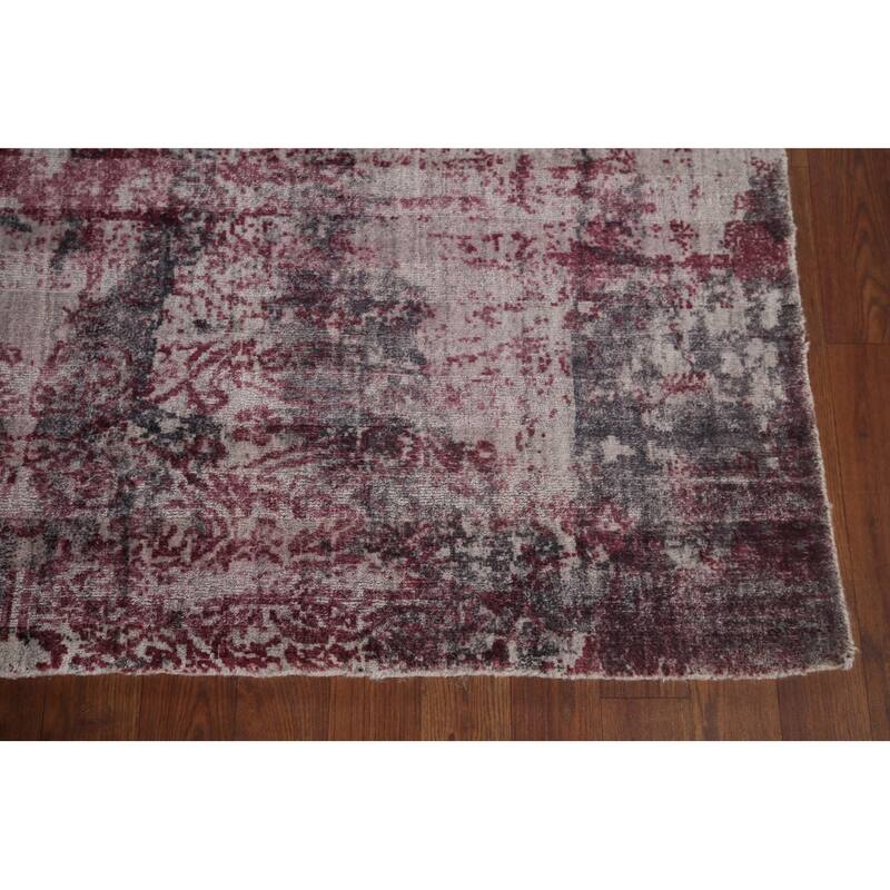 All-Over Modern Abstract Indian Area Rug Handmade Wool Carpet - 7'11"x 9'10"