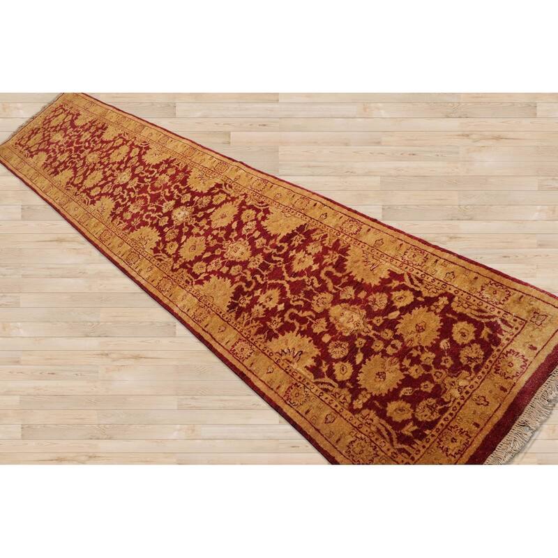 Hand Knotted Chobi Peshawar Rusty Red Persian Wool Oriental Area Rug - 2' 6'' x 11' 10''