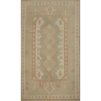 Hand Woven Oriental 100% Wool Carpet Southwestern Tribal Beige & Ivories Kilim Area Rug - 10' 0'' X 6' 4''