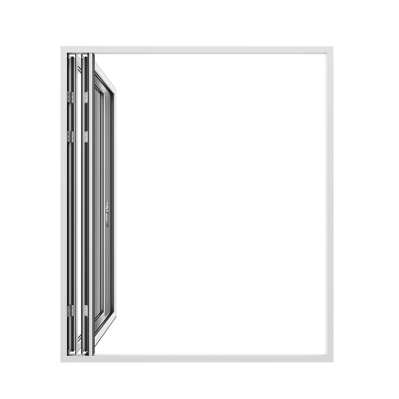 KaMic Elite-Fold 72" x 80" 2-Panel Aluminum Folding Door in White with Hidden Hinges & Rollers, Folded Out From Left To Right