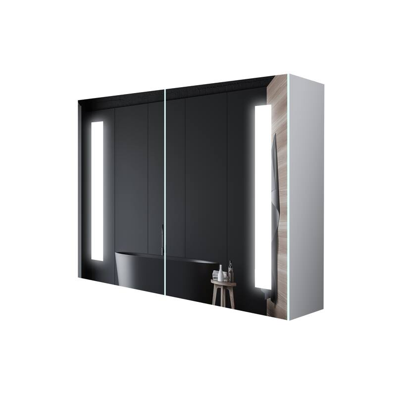 36"W x 24"H Lighted Bathroom Medicine Cabinet with Mirror, Double Door