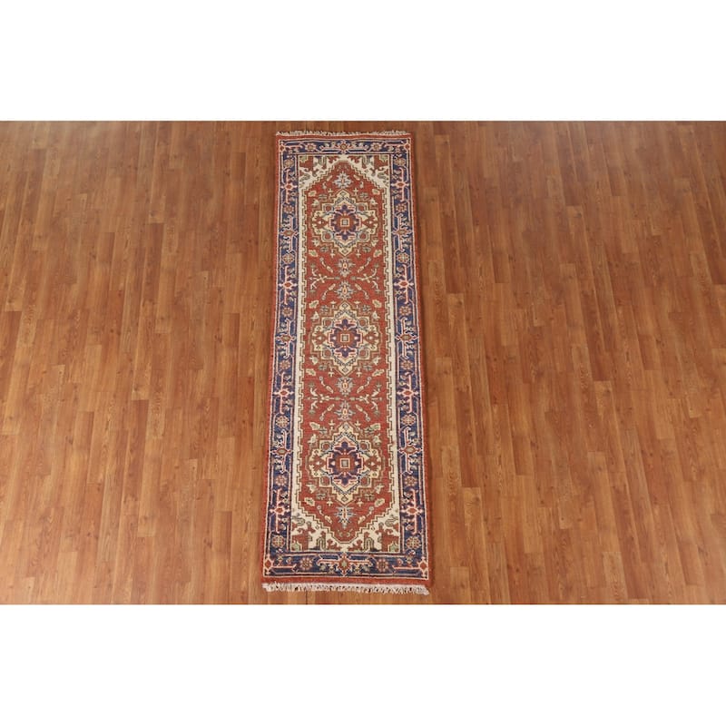Orange Heriz Indian Runner Rug Hand-knotted Wool Carpet - 2'6"x 7'11"