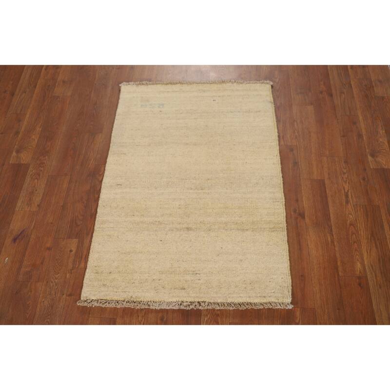 Contemporary Gabbeh Oriental Foyer Rug Hand-Knotted Solid Wool Carpet - 2'2"x 3'0"