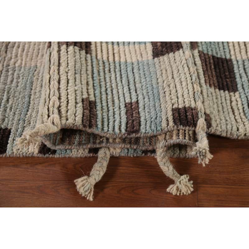 All-Over Abstract Moroccan Modern Area Rug Hand-Knotted Wool Carpet - 9'0"x 12'6"