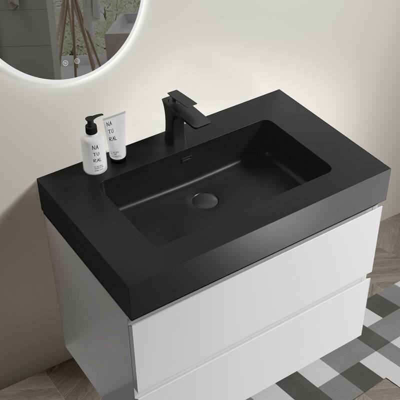 GDFStudio - Naomi Modern Floating Bathroom Vanity with Soft-Close Drawers and Pre-Assembled One-Piece Sink Basin