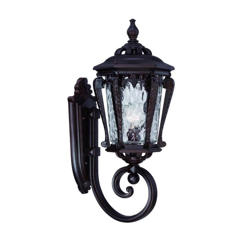 Bronze Aluminum Outdoor Wall Lantern Light with Hammered Glass Hardwired - 11.50” x 9.50” x 23” (D x W x H)