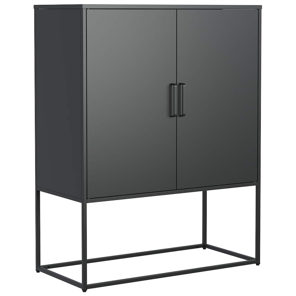 Steel Storage Cabinet with Adjustable Shelves,Free Standing Accent Cabinet with Magnetic Doors,Heavy Duty Buffet Sideboard