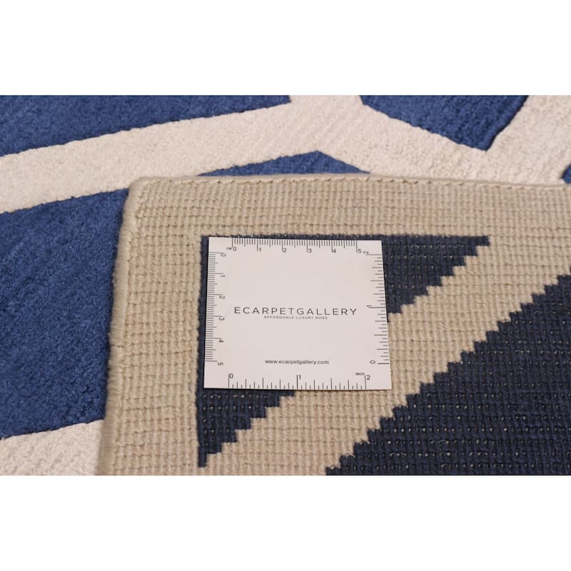 ECARPETGALLERY Hand-knotted Opulence Dark Navy Silk Rug - 8'0 x 9'9