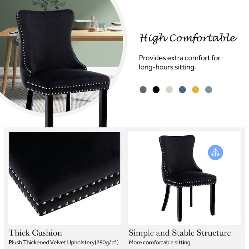 Velvet Upholstered Wingback Dining Chairs Set of 2