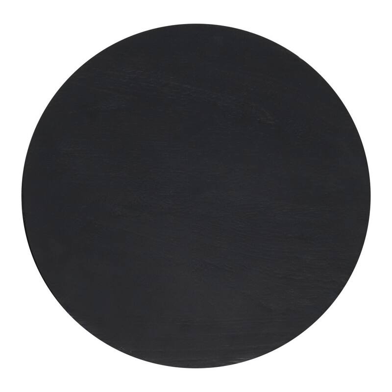 HomeRoots 18" Black Solid Wood Round End Table - 15.90 in. x 18.10 in. x 15.90 in.