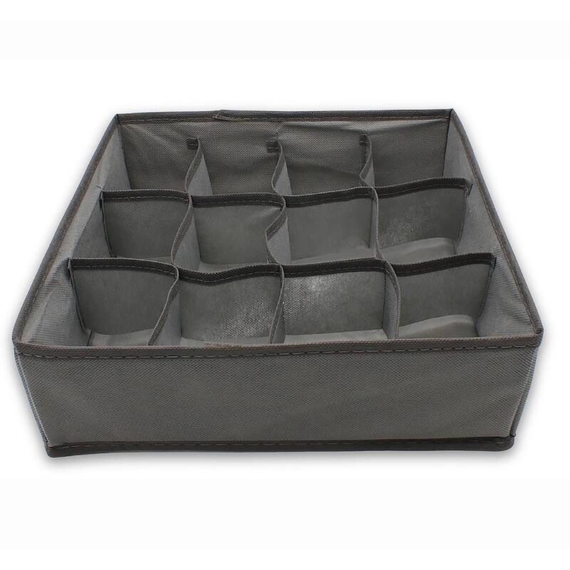 Grey Foldable Drawer Dresser Organizer Storage Bin - 12"x12"x4" - 12" x 12" x 4"