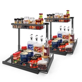 Innovaze 2 Tier Kitchen Under Sink Organizer with Sliding Drawer ...