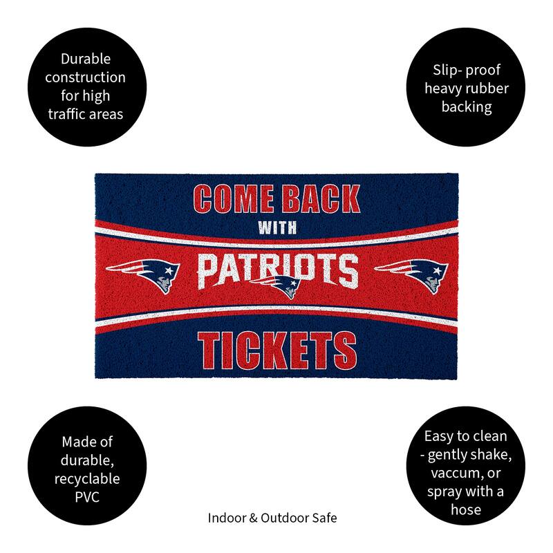 New England Patriots 28 in. x 16 in. PVC "Come Back With Tickets" Trapper Door Mat