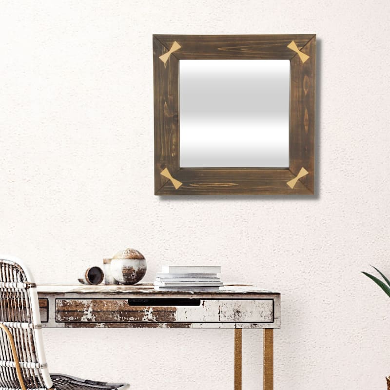 Beloitte Brown Wood Square Accent Mirror - Brown