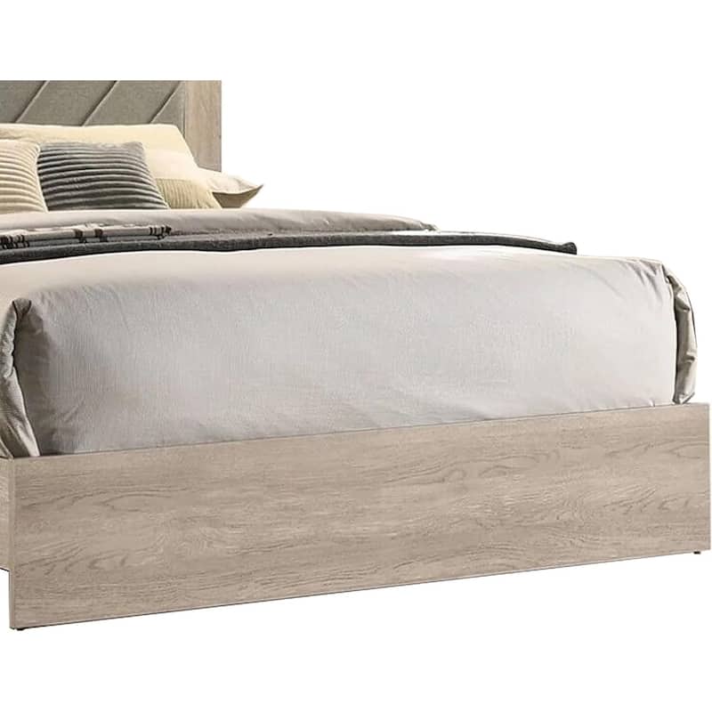 Contemporary 1pc Cream Finish Queen Size Bed Bedroom Furniture Gray V-Design Headboard Rubberwood 1pc Bedframe