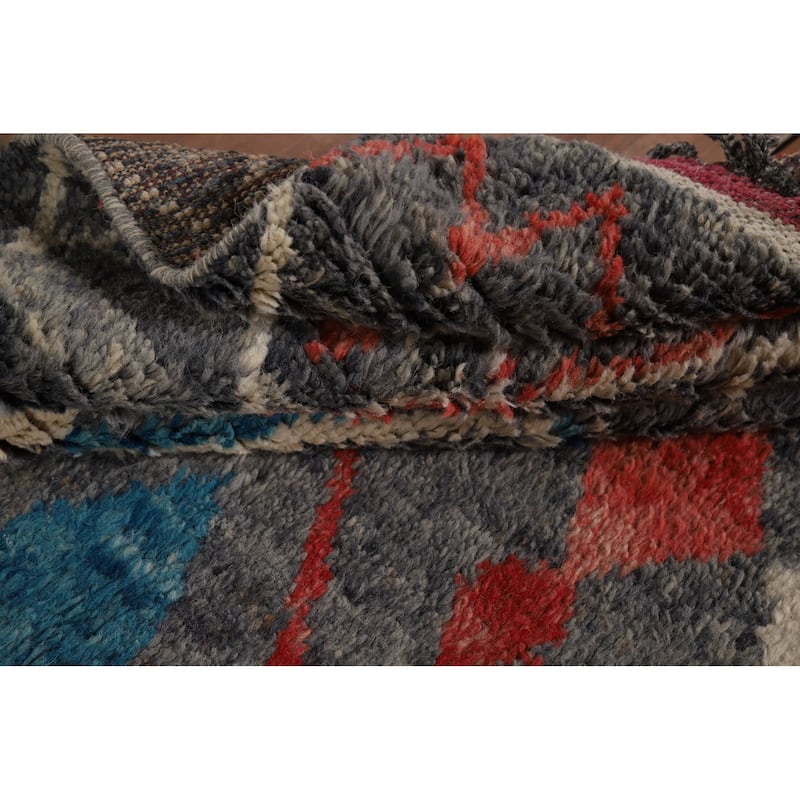 Grey Moroccan Area Rug Hand-Knotted Wool Carpet - 5'4" x 9'6"