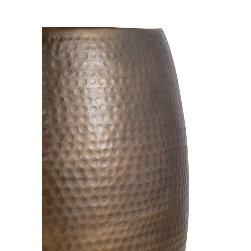 Modern Contemporary Aluminum material End Table, Side Table with Glossy Hand Hammered Design - Gold