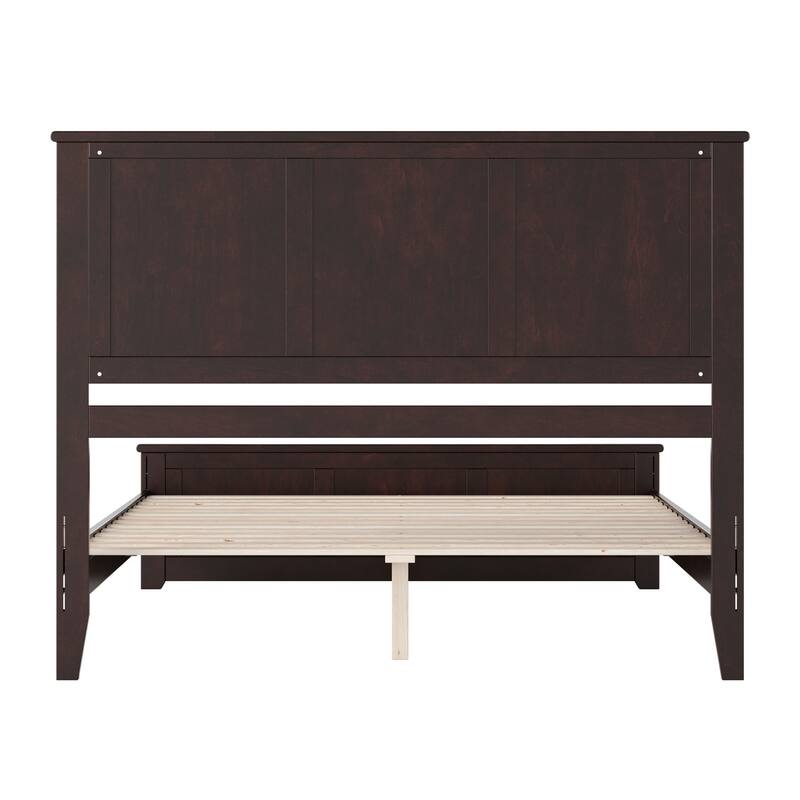 Low Profile Platform Bed - Solid Wood Frame & Footboard - USB Ports - Espresso Finish - 82" L x 63" W