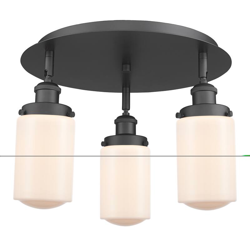Innovations Lighting Dover - 3 Light 16" Flush Mount - Matte White/Matte Black