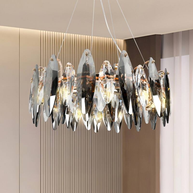 23.6 in. Crystal Raindrop Chandelier, 12-Light Luxury K9 Crystal Pendant light for Dining Room, Kitchen island